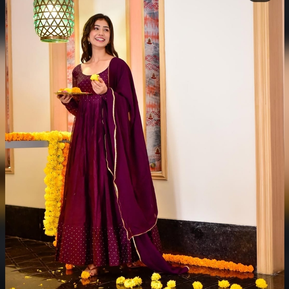 Idaho Anarkali Pishwas Maxi Dress with Dupatta XL (Indian 3XL)